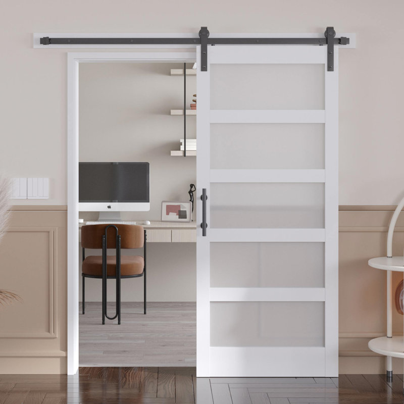 TREEBLING Glass Manufactured Wood PVC Barn Door with Installation